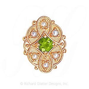 GS524 PD/PL - 14 Karat Gold Slide with Peridot center and Pearl accents 